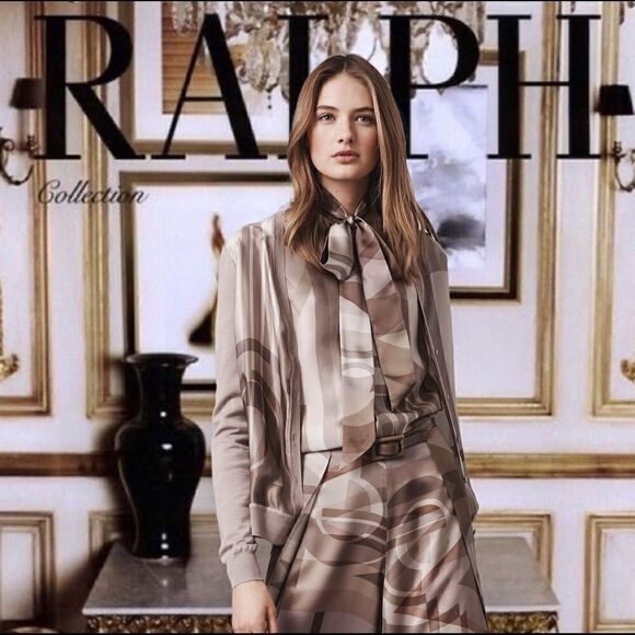 Ralph Lauren Pre-Fall 2016 Silk Scarf Print Cardigan Sweater - Picture 5 of 16